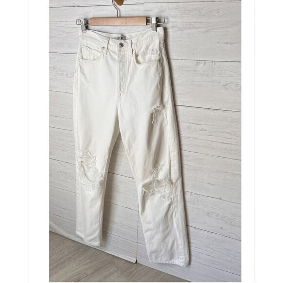 Revolve Agolde Jeans Womens Size 25 White 90's Fit Button Fly Destroyed Detail - Picture 5 of 16
